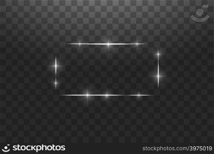 White frame with lights effects,Shining luxury banner vector illustration. Glow line white frame with sparks and spotlight light effects. Shining rectangle banner isolated on black transparent background.. White frame with lights effects,Shining luxury banner vector illustration. Glow line white frame with sparks and spotlight light effects. Shining rectangle banner isolated on black transparent background