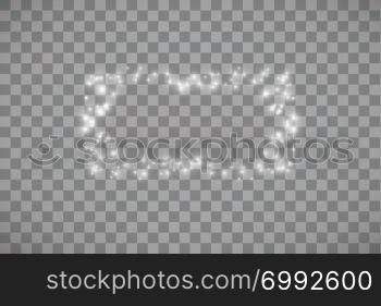 white, frame with lights effects,Shining luxury banner vector illustration. Glow line white frame with sparks and spotlight light effects. Shining rectangle banner isolated on black transparent background.. White frame with lights effects,Shining luxury banner vector illustration. Glow line white frame with sparks and spotlight light effects. Shining rectangle banner isolated on black transparent background