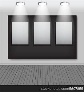 White frames in art gallery vector illustration.
