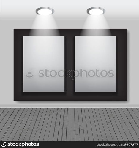 White frames in art gallery vector illustration.