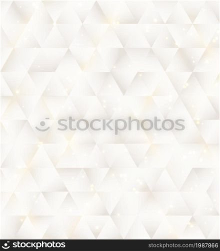 White geometric triangles mosaic pattern with glitter lighting luxury background and texture. Vector graphic illustration