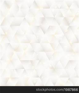 White geometric triangles mosaic pattern with glitter lighting luxury background and texture. Vector graphic illustration