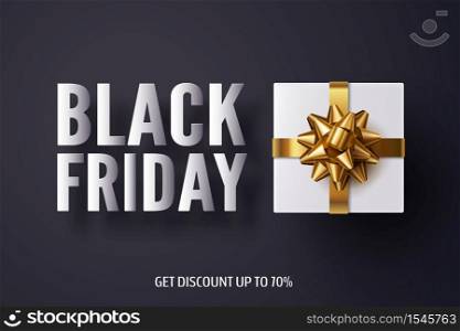 White gift box, Black friday promotion