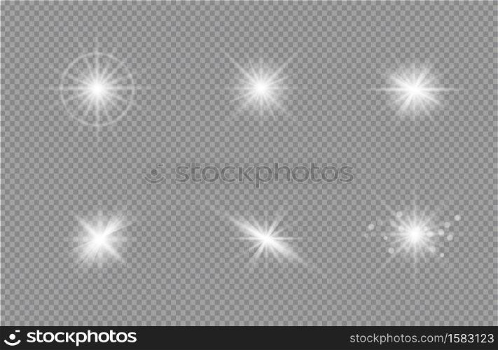 White glowing light burst explosion with transparent. Vector glowing light effect with gold rays and beams. Transparent shine gradient glitter, bright flare. vector.