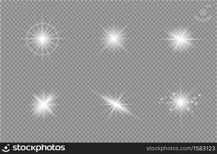 White glowing light burst explosion with transparent. Vector glowing light effect with gold rays and beams. Transparent shine gradient glitter, bright flare. vector.