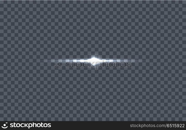White glowing light burst. Vector illustration on transparent background. Design element with light effect. Horizontal flash light. For space science concepts, night sky, magic light illustrating . White Glowing Light Burst Vector Illustration. White Glowing Light Burst Vector Illustration