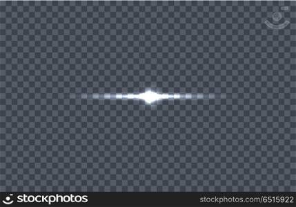 White glowing light burst. Vector illustration on transparent background. Design element with light effect. Horizontal flash light. For space science concepts, night sky, magic light illustrating . White Glowing Light Burst Vector Illustration. White Glowing Light Burst Vector Illustration