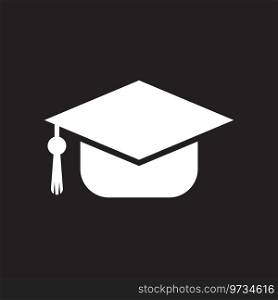 White graduation hat solid icon Royalty Free Vector Image