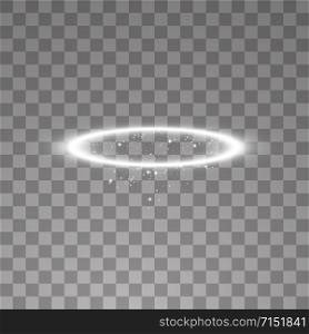 White halo angel ring. Isolated on black transparent background, vector illustration.. White halo angel ring. Isolated on black transparent background, vector illustration