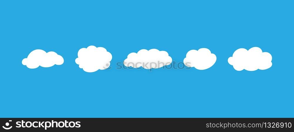 White hand-drawn clouds on a blue background. Vector illustration EPS 10