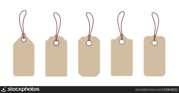 White hanging price tags. Can be used for sales and promotions. Stock vector isolated on white. White hanging price tags. Can be used for sales and promotions. Stock vector isolated