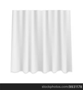 White Hanging silk curtain isolated . Template for your design. Hanging silk curtain