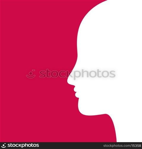 White head of the boy on a pink background