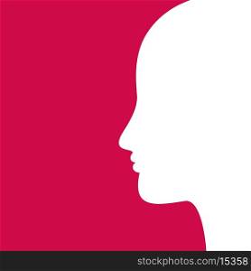 White head of the boy on a pink background