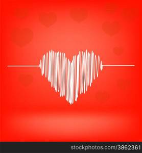 White Heart on Red Background. Heart Icon.. White Heart