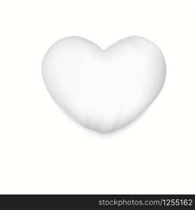 White heart pillow with soft shadow.