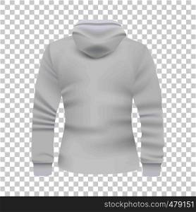 White hoodie back view mockup. Realistic illustration of white hoodie back view vector mockup for web. White hoodie back view mockup, realistic style