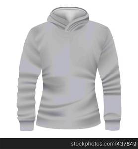 White hoodie front view mockup. Realistic illustration of white hoodie front view vector mockup for web. White hoodie front view mockup, realistic style