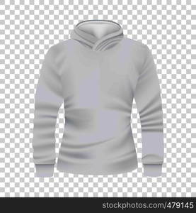 White hoodie front view mockup. Realistic illustration of white hoodie front view vector mockup for web. White hoodie front view mockup, realistic style