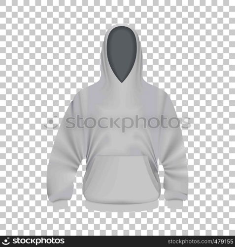 White hoodie mockup. Realistic illustration of white hoodie vector mockup for web. White hoodie mockup, realistic style