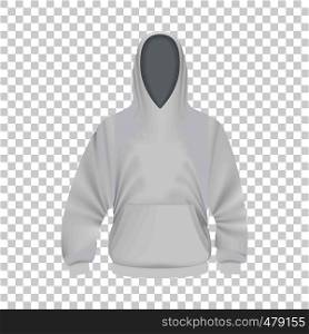 White hoodie mockup. Realistic illustration of white hoodie vector mockup for web. White hoodie mockup, realistic style