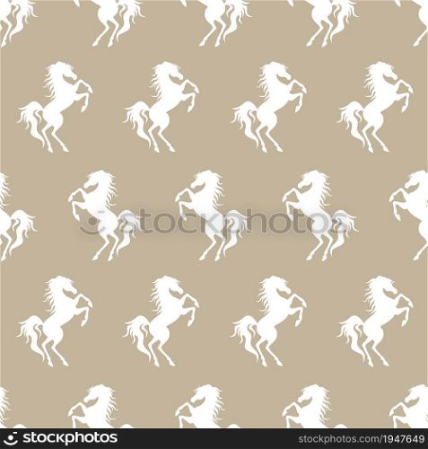 White horse silhouette seamless pattern. Vector illustration.