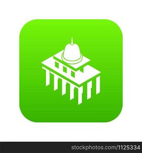 White house usa icon green vector isolated on white background. White house usa icon green vector