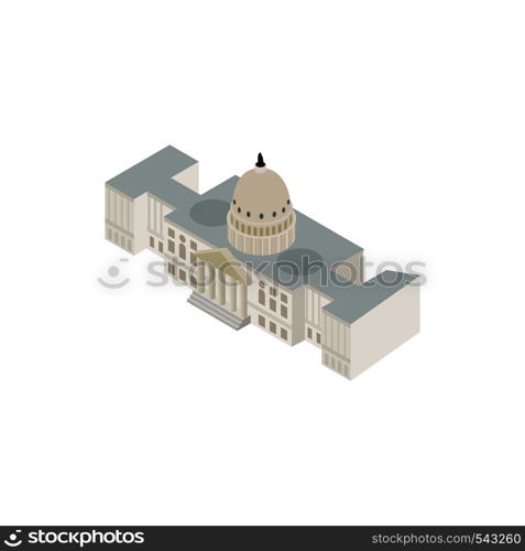 White house USA icon in isometric 3d style isolated on white background. State and the government symbol. White house USA icon, isometric 3d style