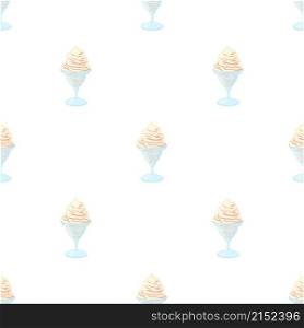 White ice cream with sauce in a bowl pattern seamless background texture repeat wallpaper geometric vector. White ice cream with sauce in a bowl pattern seamless vector
