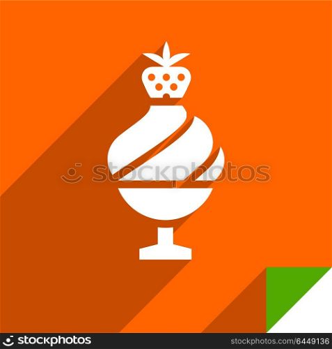 White icon on orange square sticker, vector illustration. Icon on square sticker