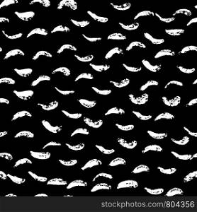 White ink repeating on black background. Hand drawn abstract seamless pattern. Vector illustration.. White ink repeating on black background. Hand drawn abstract seamless pattern.