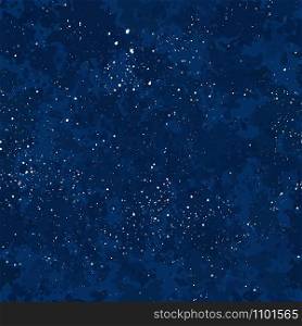 White ink spots and stains on a dark blue watercolor background. Artistic seamless pattern for textile, fabric, paper design and other.