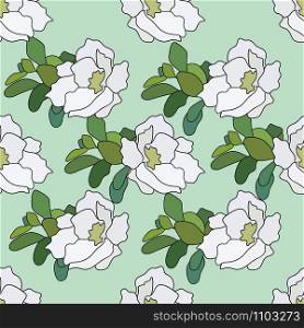 white jasmine seamless repeat pattern. textile background mosaic design