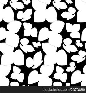 White leaves liverwort on black seamless pattern stock vector illustration