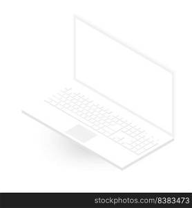 White left angle isometric laptop image with the shadow