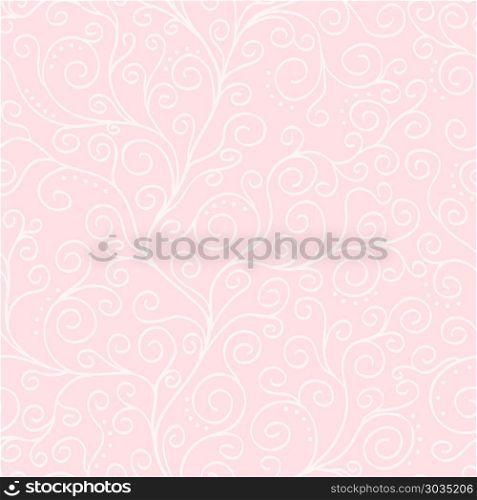 White liana on the pink seamless pattern . Pale pink vector background with white liana seamless pattern