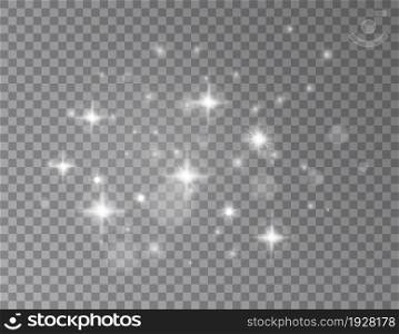 White light shine stars. Glowing burst, silver flashes. Bright lightness effect, blur holiday elements. Magic sparkle glitters exact vector background. Illustration of bright and white effect glow. White light shine stars. Glowing burst, silver flashes. Bright lightness effect, blur holiday elements. Magic sparkle glitters exact vector background