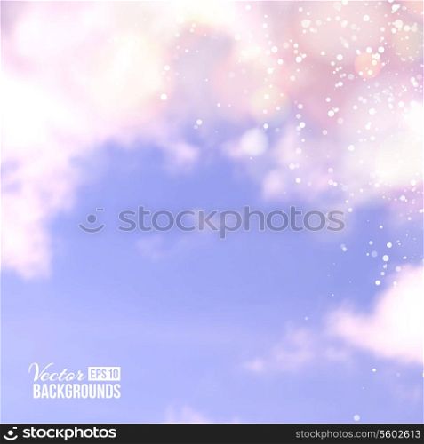White line over cloud in blue sky. Vector illustration.