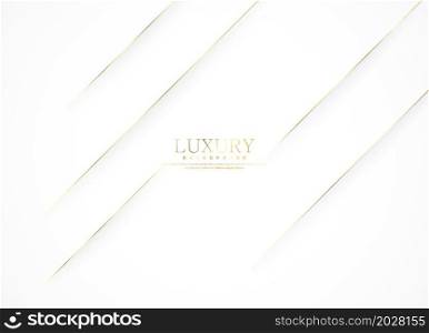 White luxury abstract background with golden lines and shadows. Premium vector illustration