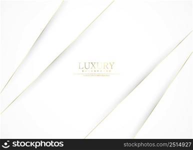 White luxury abstract background with golden lines and shadows. Premium vector illustration