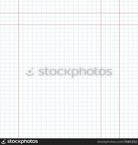 White mathematics paper with blue grid line pattern for background. Vector illustration