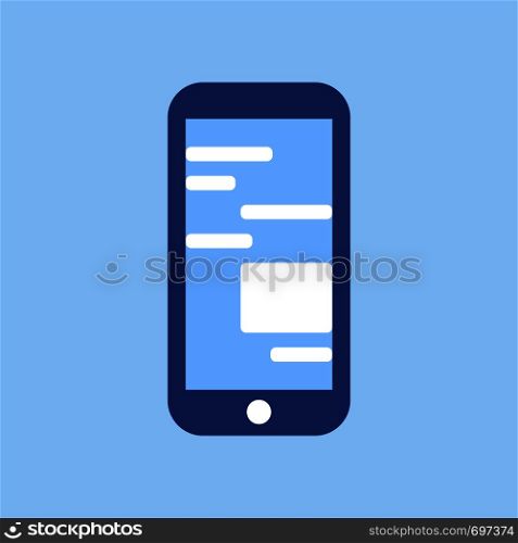 White Message bubbles in phone. Business concept. Flat design. Eps10. White Message bubbles in phone. Business concept. Flat design