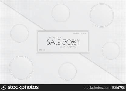 White minimal sale design circle shape overlap layer halftone style. vector illustration.
