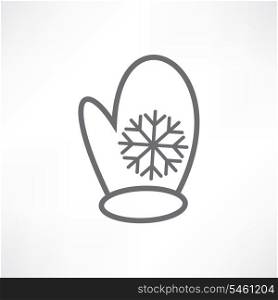 White mitten with a snowflake
