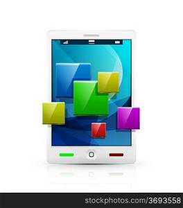 White mobile phone / tablet and application concept icon