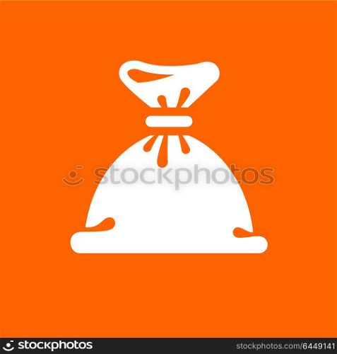White money bag. White money bag on a orange square