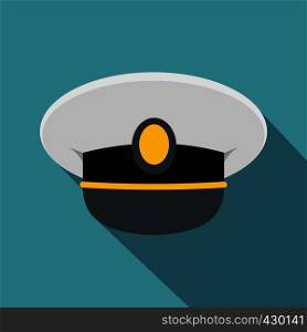 White nautical hat icon. Flat illustration of white nautical hat vector icon for web. White nautical hat icon, flat style