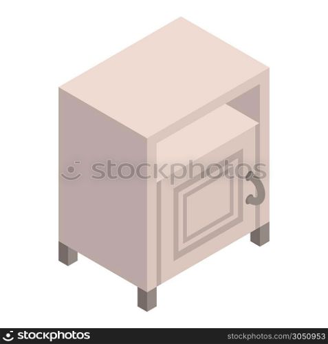 White nightstand icon. Isometric of white nightstand vector icon for web design isolated on white background. White nightstand icon, isometric style