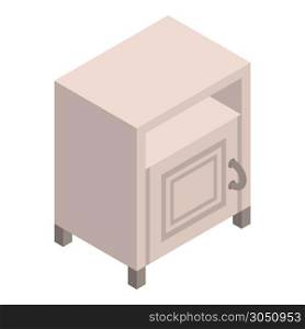 White nightstand icon. Isometric of white nightstand vector icon for web design isolated on white background. White nightstand icon, isometric style