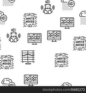 White Noise Hearing Vector Seamless Pattern Thin Line Illustration. White Noise Hearing Vector Seamless Pattern